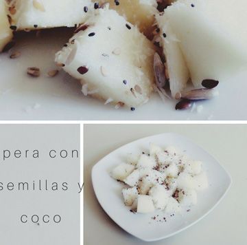 pera con semillas como tentempié